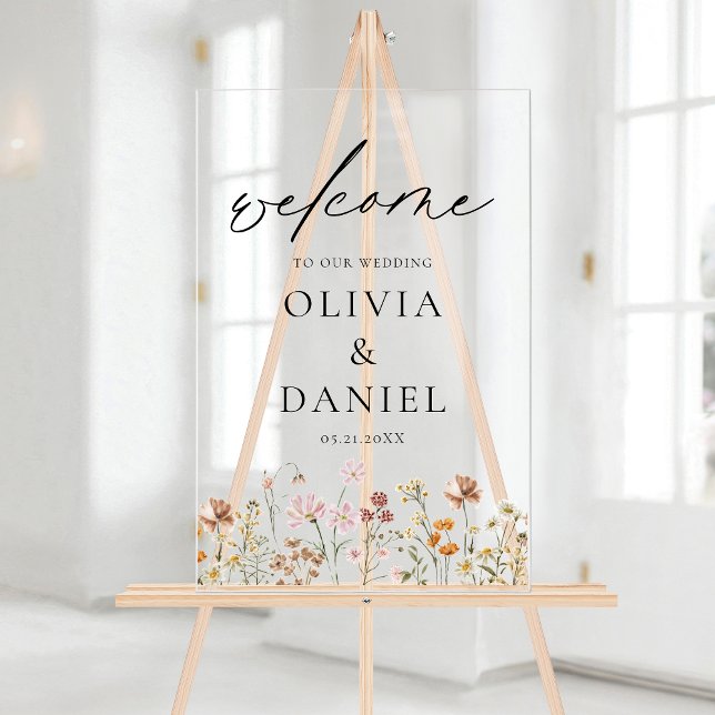 Fleur sauvage Moderne Script Mariage Accueil Éléga (Créateur téléchargé)