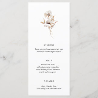 Fleur sauvage moderne séché Boho Mariage Menu