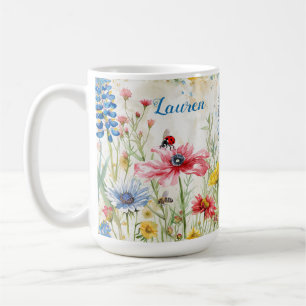 Fleur sauvage Mug Lady Bug et abeille thème person