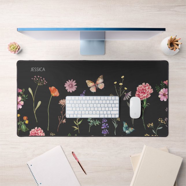 Fleur sauvage Nom floral pressé Mat de bureau (Bureau 1)