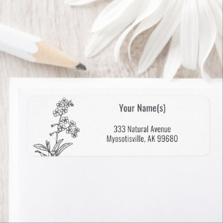 Fleur sauvage Oubliez-moi-pas Floral noir et blanc