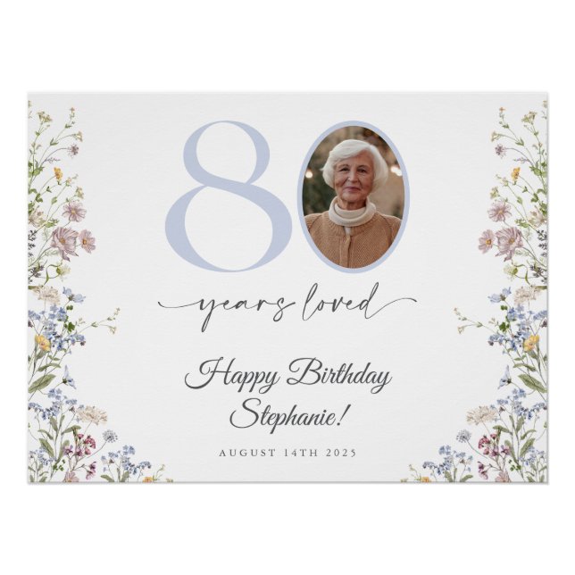 Fleur sauvage Photo 80e anniversaire Affiche de bi (Devant)