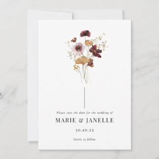 Fleur sauvage pressé Enregistrer la carte de date