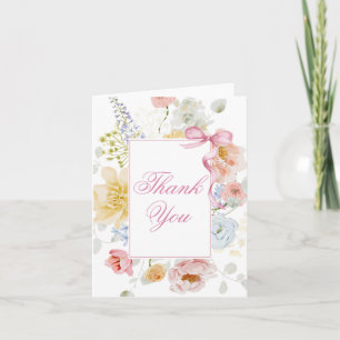 Fleur sauvage Pretty Pink Bow Merci Carte de note
