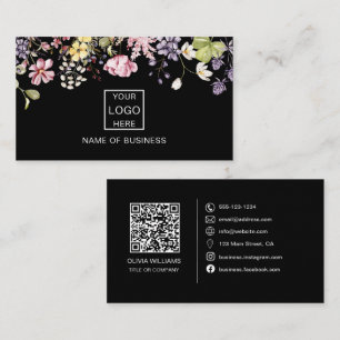 Fleur sauvage QR Code Social Media Icon Carte de v