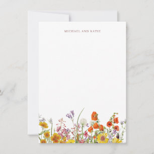 Fleur sauvage Remerciements Note Cartes