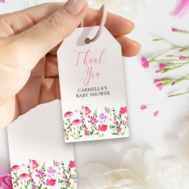 Fleur sauvage rose - Étiquettes Cadeau personnalis (Wildflower thank you tags  from my Pink Wildflower Collection. Message me for co-ordinating items)