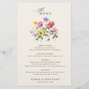 Fleur sauvage Rustic Chic Floral Boho Mariage Menu