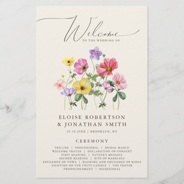 Fleur sauvage Rustic Chic Floral Boho Programme de (Devant)