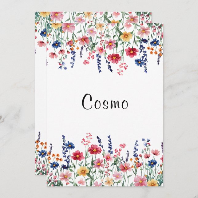 Fleur sauvage Rustic Mariage numéro de table perso (Devant / Derrière)