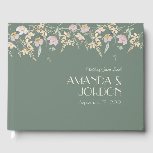 Fleur sauvage Sage Deco Mariage Livre d'invité (Recto)