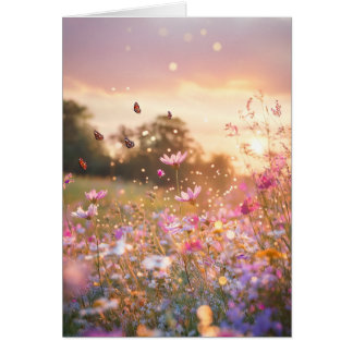 Fleur sauvage Salutation Carte pour notes blanc à 