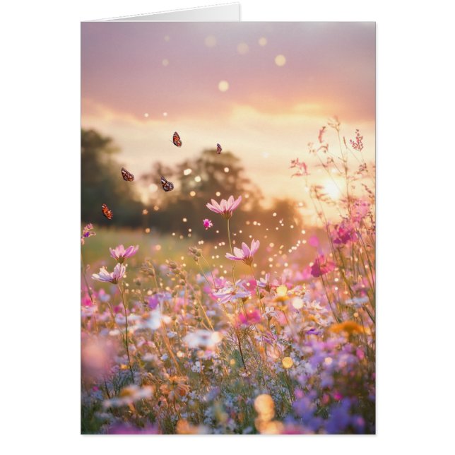 Fleur sauvage Salutation Carte pour notes blanc à  (Devant)