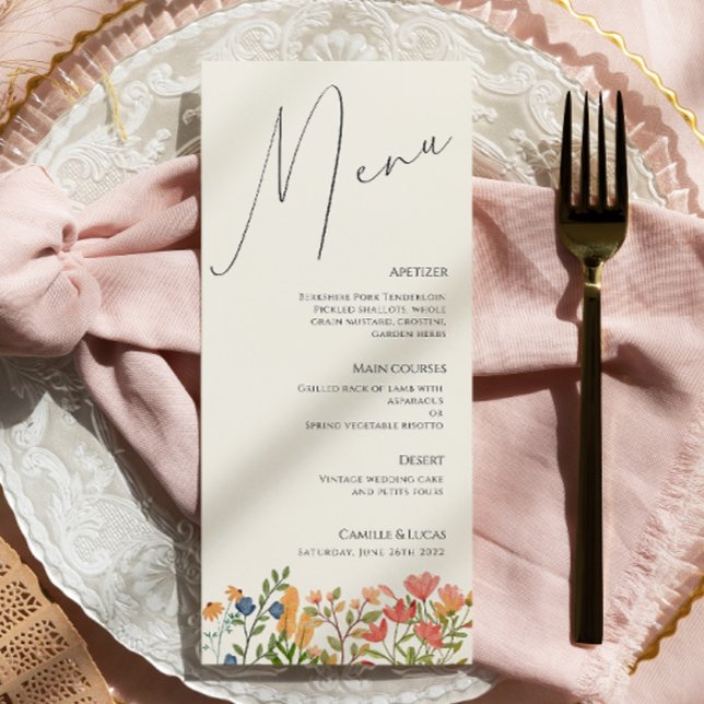 Fleur sauvage Script Menu Mariage moderne (Créateur téléchargé)