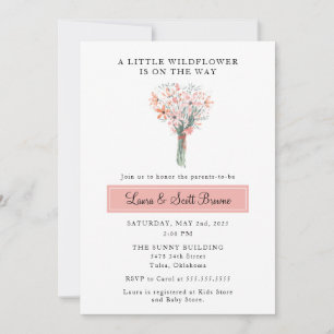Fleur sauvage sur le chemin baby shower invitation