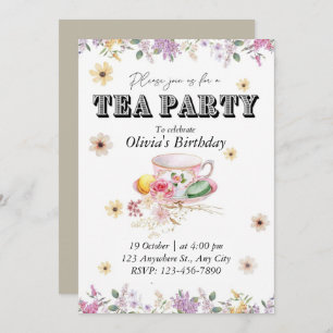Fleur sauvage Tea Party Anniversaire Invitation