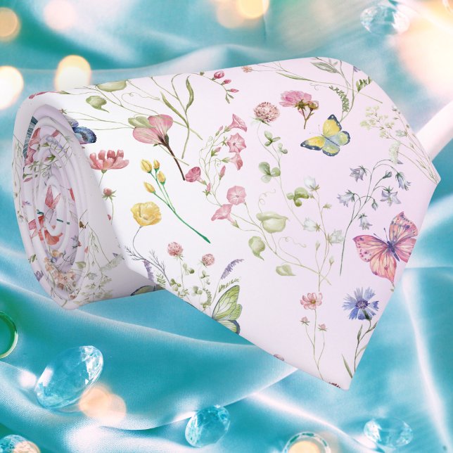 Fleur sauvage Whimsical Cravate rose (Créateur téléchargé)