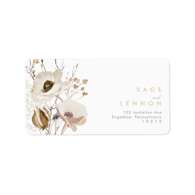 Fleur sauvage Whimsical Mariage Étiquettes de adre (Devant)