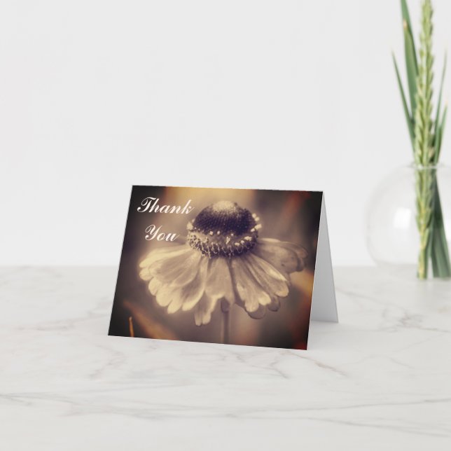 Fleur Sepia Zinnia Carte de remerciements personna (Devant)