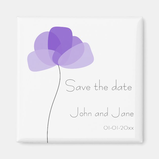 Fleur simple Enregistrer la date Magnet (Devant)