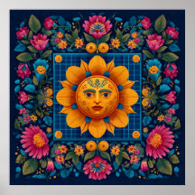Fleur solaire - Art populaire Poster Solarpunk