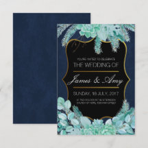 Fleur Succulente - Bleu Vert - Faire-part de maria