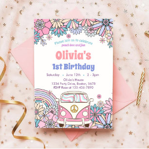 Fleur super Retro Invitation Anniversaire