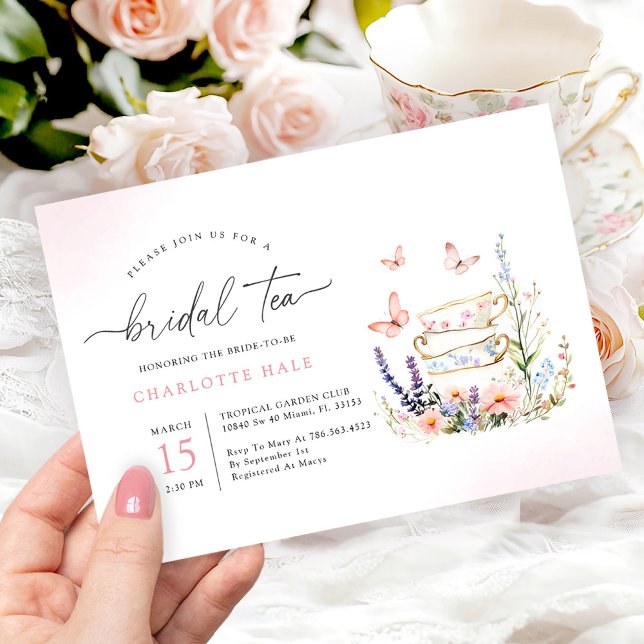Fleur Tea Aquarelle Douche nuptiale Invitation (Créateur téléchargé)