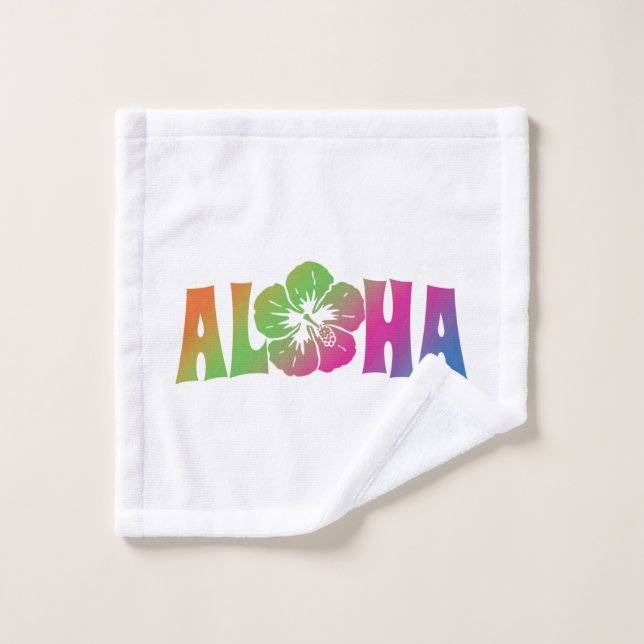 Fleur tropicale Aloha, Vacances en famille, Hawaii (Gant de toilette)