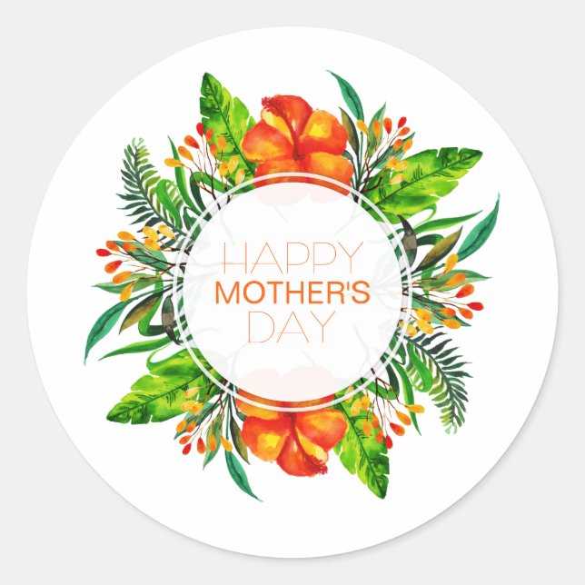 Fleur tropicale Bonne fête des mères | Sticker (Devant)