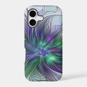 Fleur verte abstraite moderne fractale violette