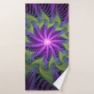 Fleur Verte Violette Art Abstrait Moderne Fractal