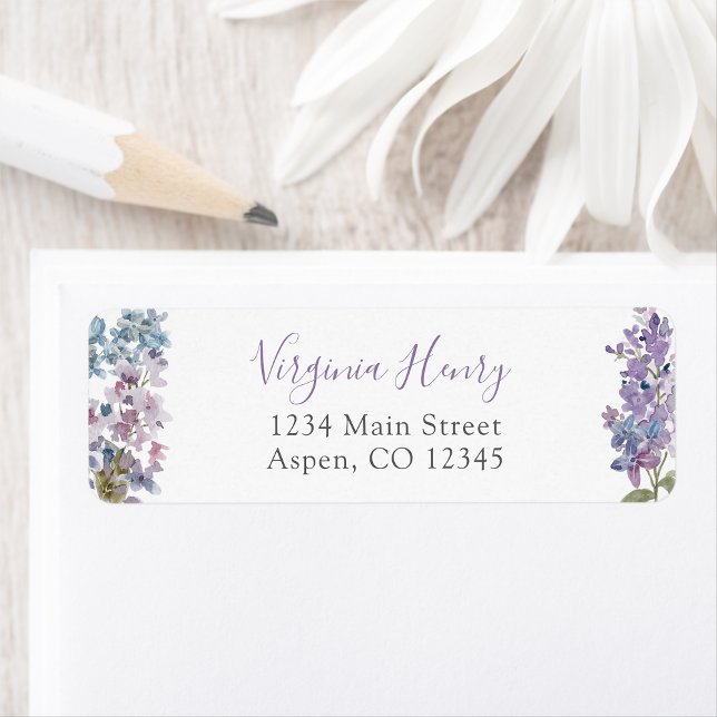 Fleur violet (Purple Floral Address Label by Painted Paperie
)