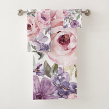 Fleur violette aquarelle rose lavande florale rose