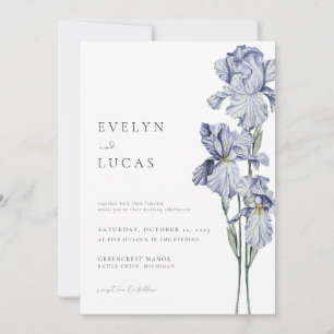 Fleur violette Iris Faire-part de mariage printemp