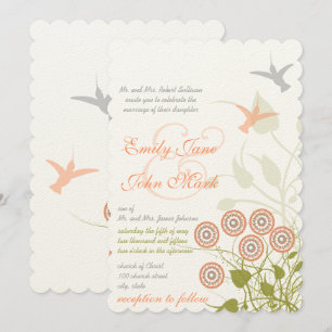 Fleur Whimsical et Faire-part de mariage d'oiseaux