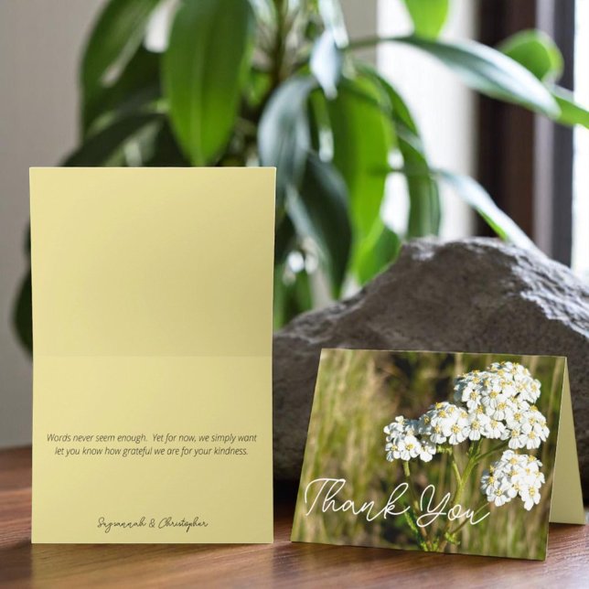Fleur Yarrow Correspondant à l'intérieur de la cou (front and inside of thank you template greeting card)