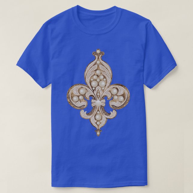 Fleurdelis luxury pearl and gold ornament 2  T-Shirt (Design Front)