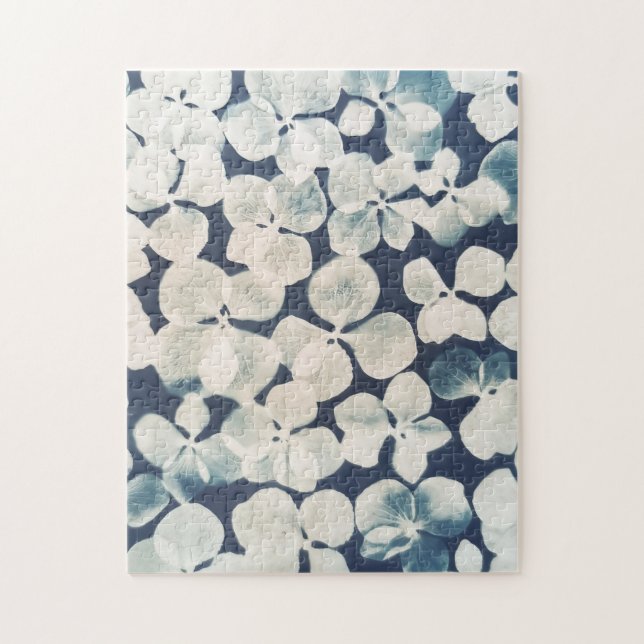 fleuri - cyanotype - fleurs d'hortensia jigsaw puzzle (Vertical)