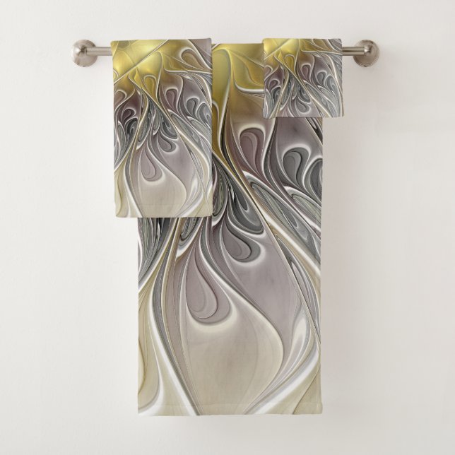Fleurir Avec Or Moderne Fleur Abstraite Fractale (En situation)