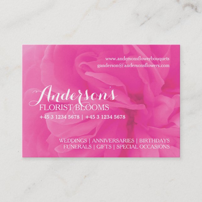 fleuriste rose rose fleuriste cubby carte de visit (Devant)