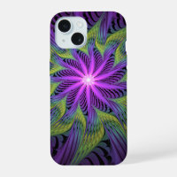 Fleuron vert violet Art Abstrait fractal moderne