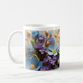 Fleurs 3D minuscules avec Mug Outline Or