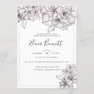 Fleurs à main vierge Invitation Sweet sixteen