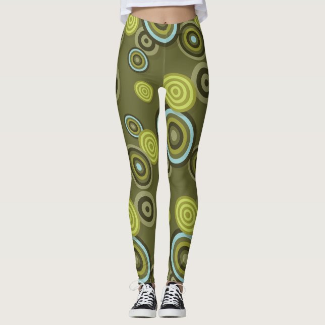 Fleurs à petits pois sport de printemps leggings v (Devant)