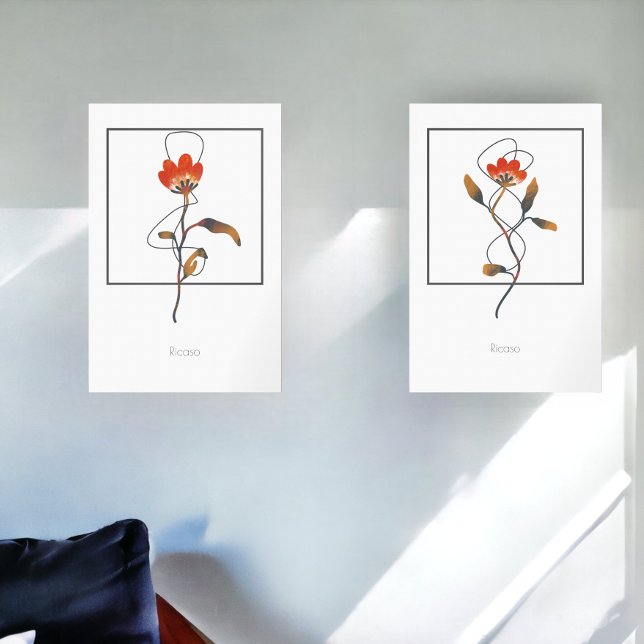 Fleurs à tige unique avec détail Abstrait (Single Stem Flowers with Abstract Detail Wall Art Sets from Ricaso)