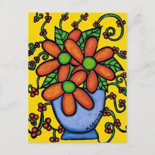 Fleurs Abstraites Dans Vase Carte Postale D'Art Co