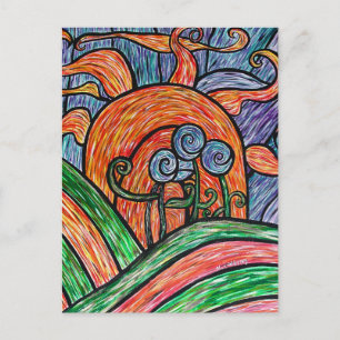 Fleurs abstraites en carte postale colorée d'art