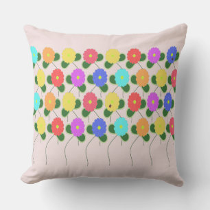 Fleurs amusantes sur Coussin extérieur rose
