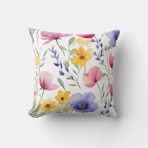 fleurs aquarelle coussin jeté